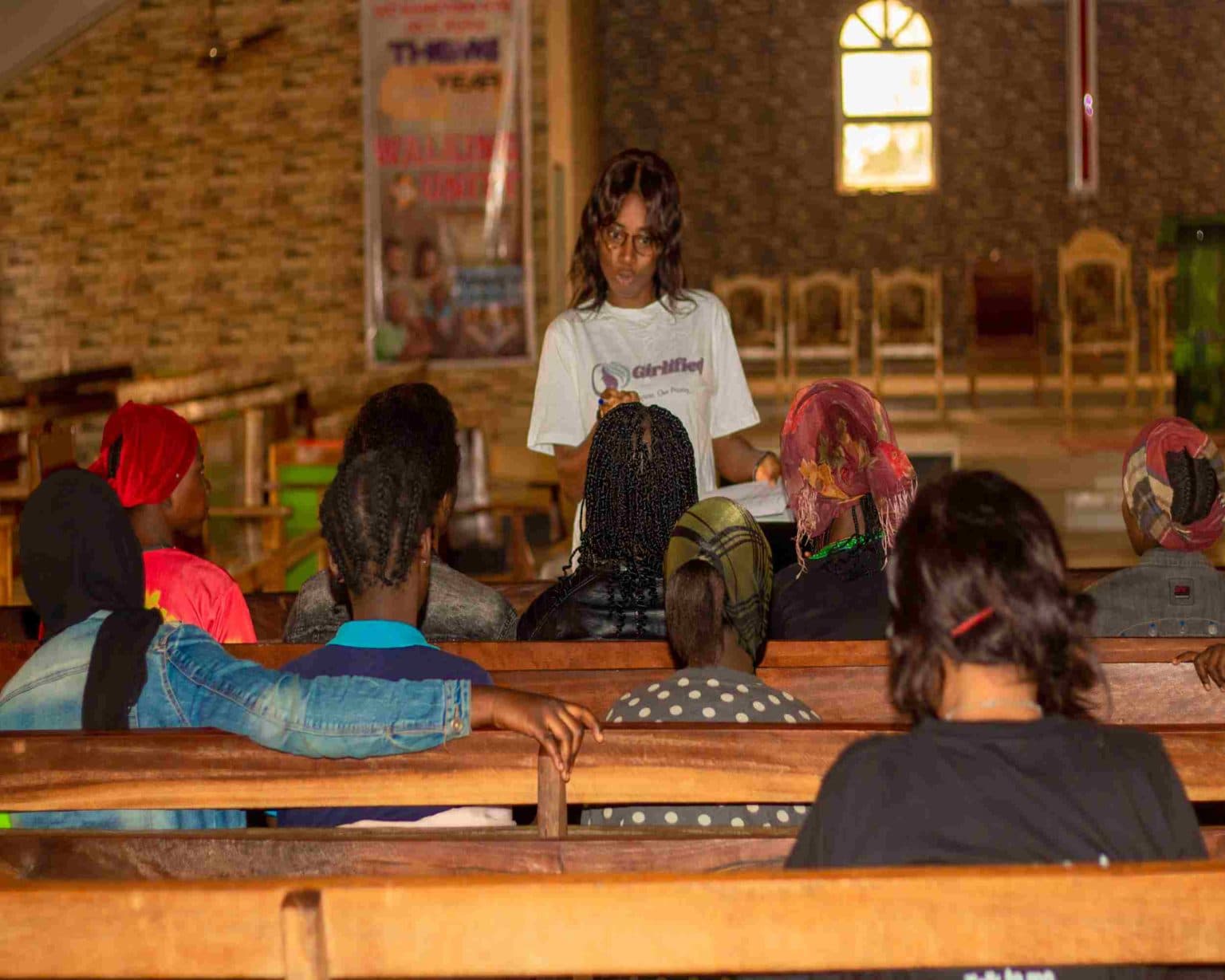 Girls discussing menstrual hygiene during focus group