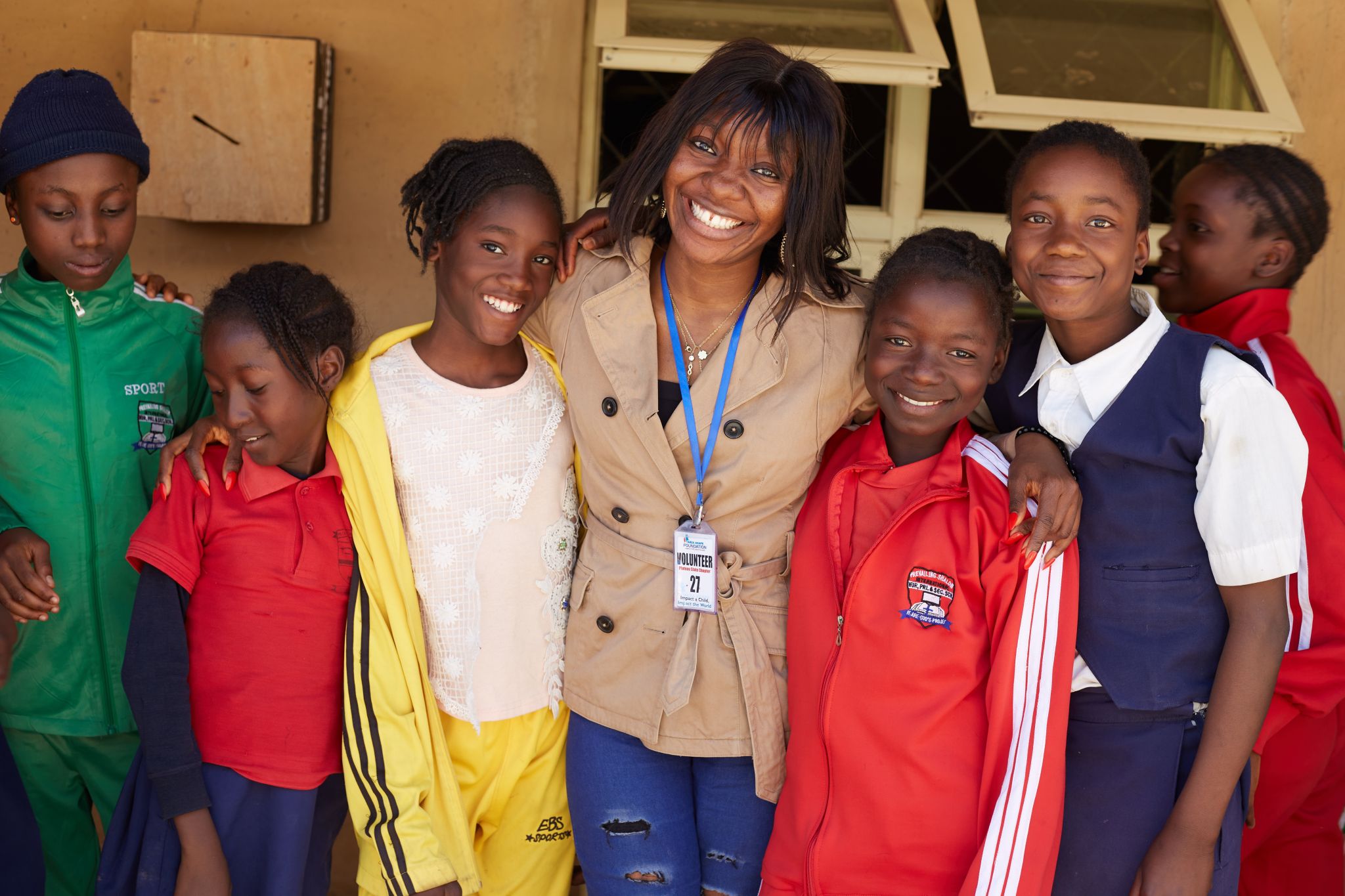 Mrs Prayer Nwagboso with students during a Naza Agape Foundation community outreach